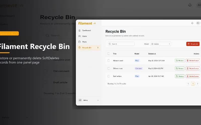 Filament Recycle Bin — screen 1 of 2
